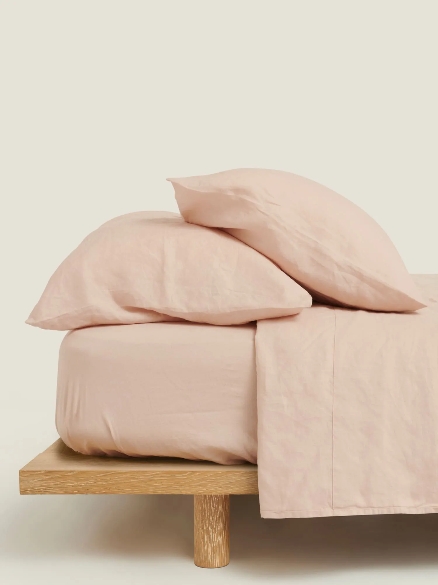 100% Linen Pillowcase Set (of two) in Blush