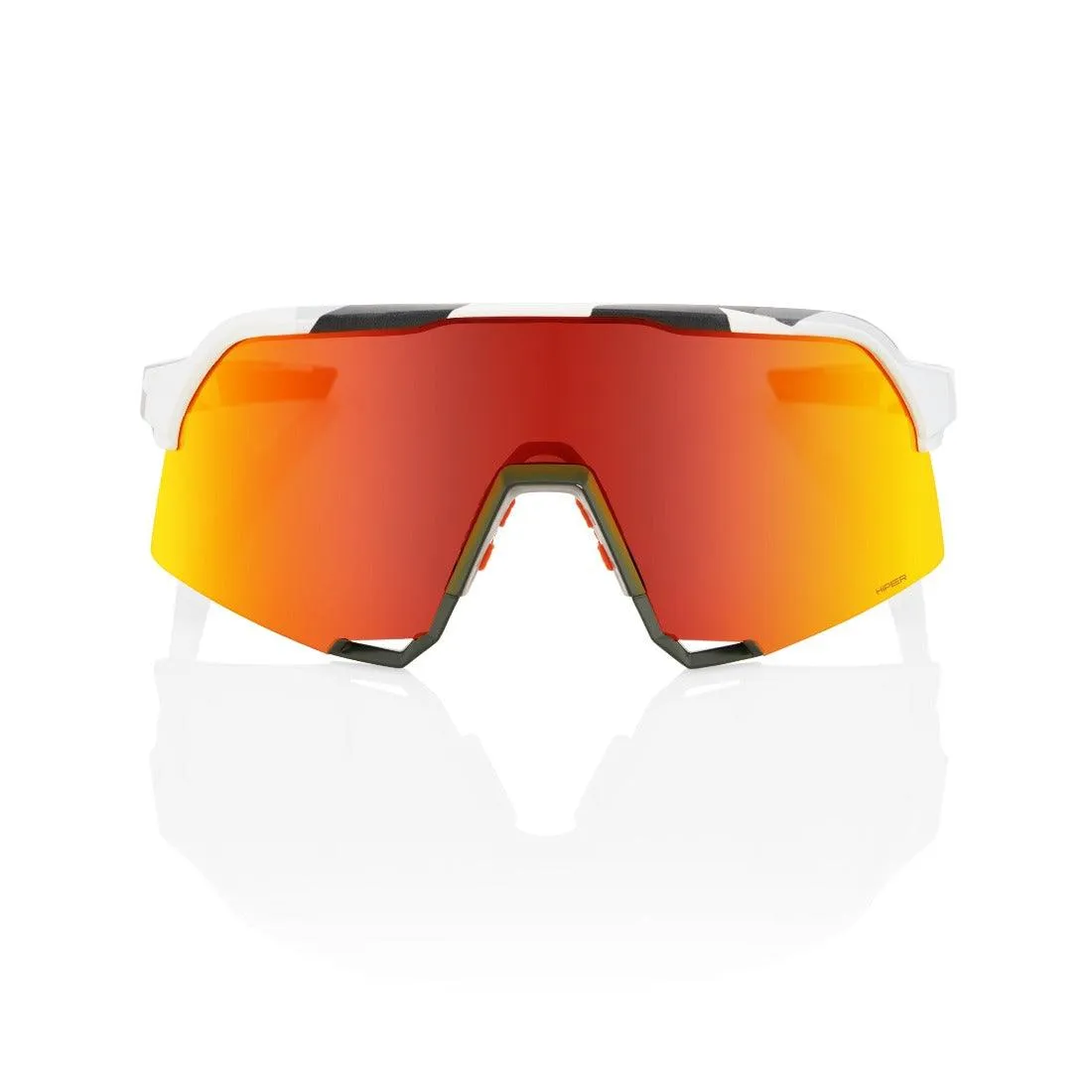 100% S3 Sunglasses Soft Tact Grey Camo - HiPER® Red Multilayer Mirror Lens