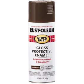 12 OZ Stops Rust Protective Enamel Spray Paint - Gloss Leather Brown