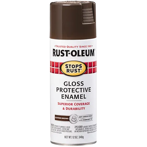 12 OZ Stops Rust Protective Enamel Spray Paint - Gloss Leather Brown