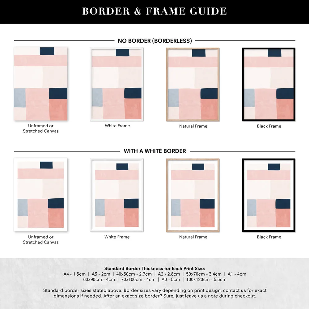 Abstract Blocks | Indigo & Blush I - Art Print