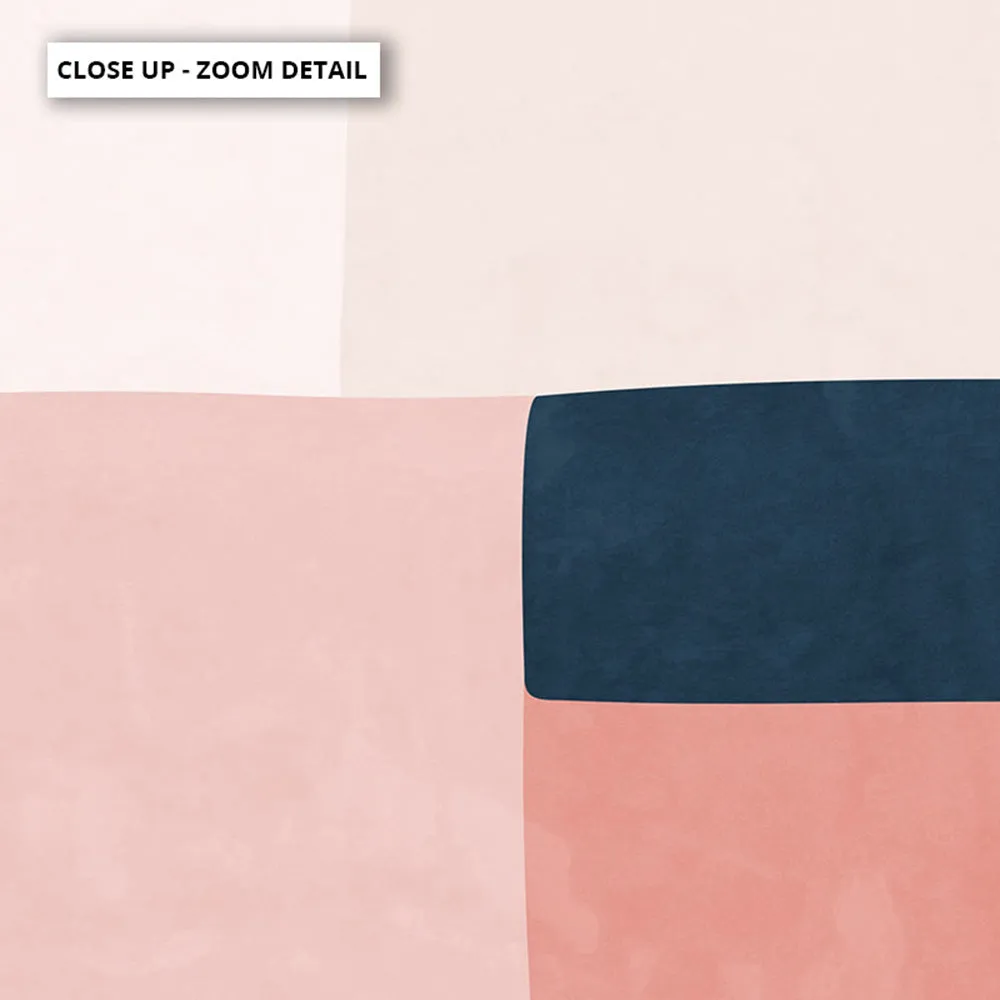Abstract Blocks | Indigo & Blush I - Art Print