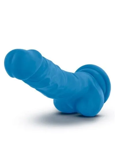 Blush Neo Neon Blue 7.5 Inch Dual Density Cock With Balls