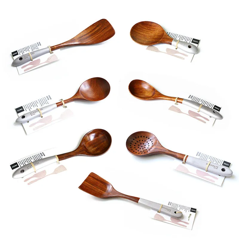 Colorful Teak Lacquer Kitchen Utensils Set