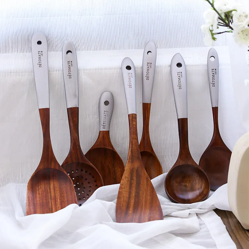 Colorful Teak Lacquer Kitchen Utensils Set
