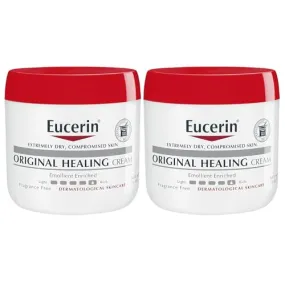 Eucerin Original Healing Cream, Unscented Body Cream for Extremely Dry, Sensitive and Compromised Skin, Emollient Enriched Body Moisturizer, 16 Oz Jar, Pack of 2