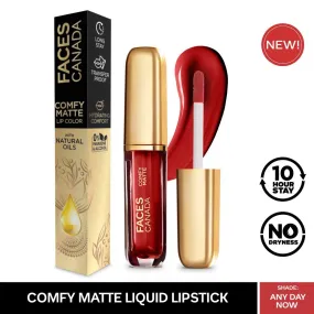 Faces Canada Comfy Matte Lip Color | Comfortable 10 Hours Longstay | Matte Finish | With natural Oils | Any Day Now 04 3ml