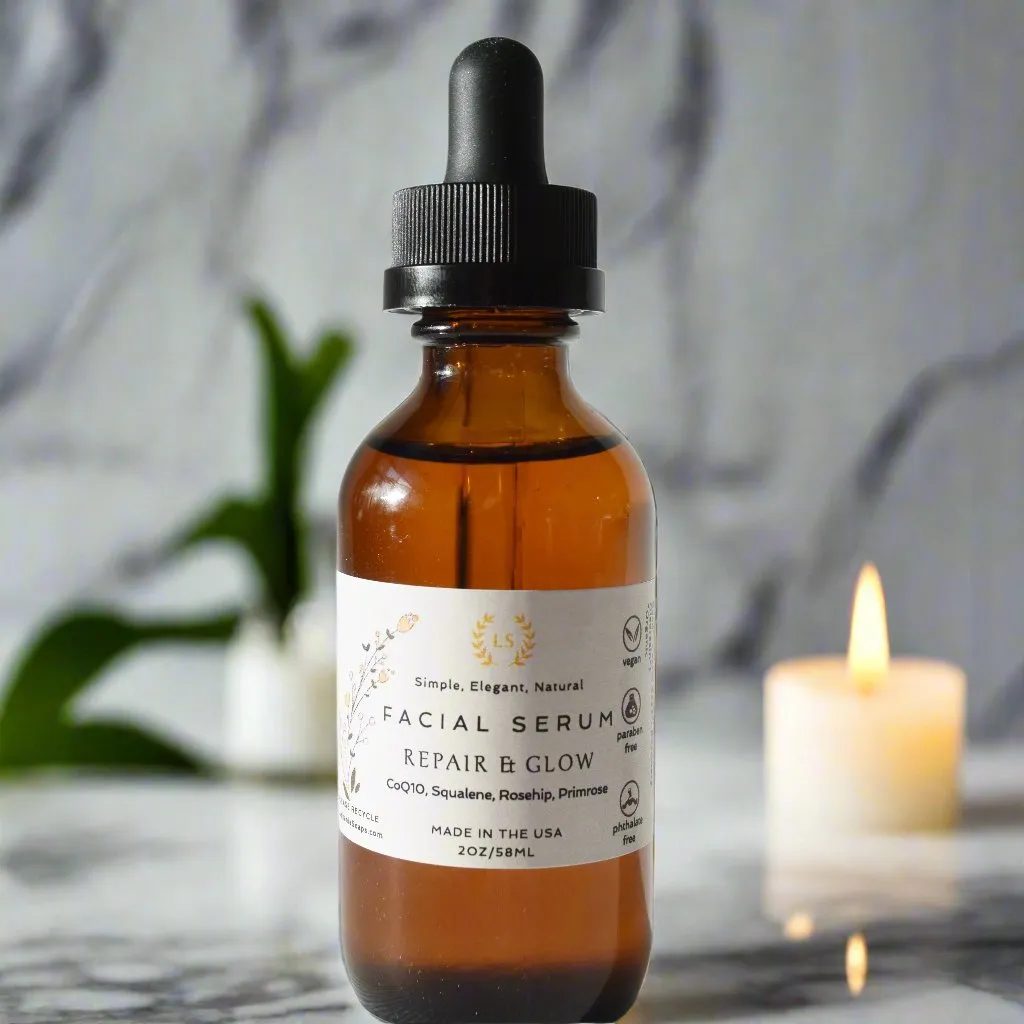 Facial Rejuvenating Serum - Organic & Vegan Skin Care with CoQ10, Squalane, Rosehip, and Pomegranate Seed Extract