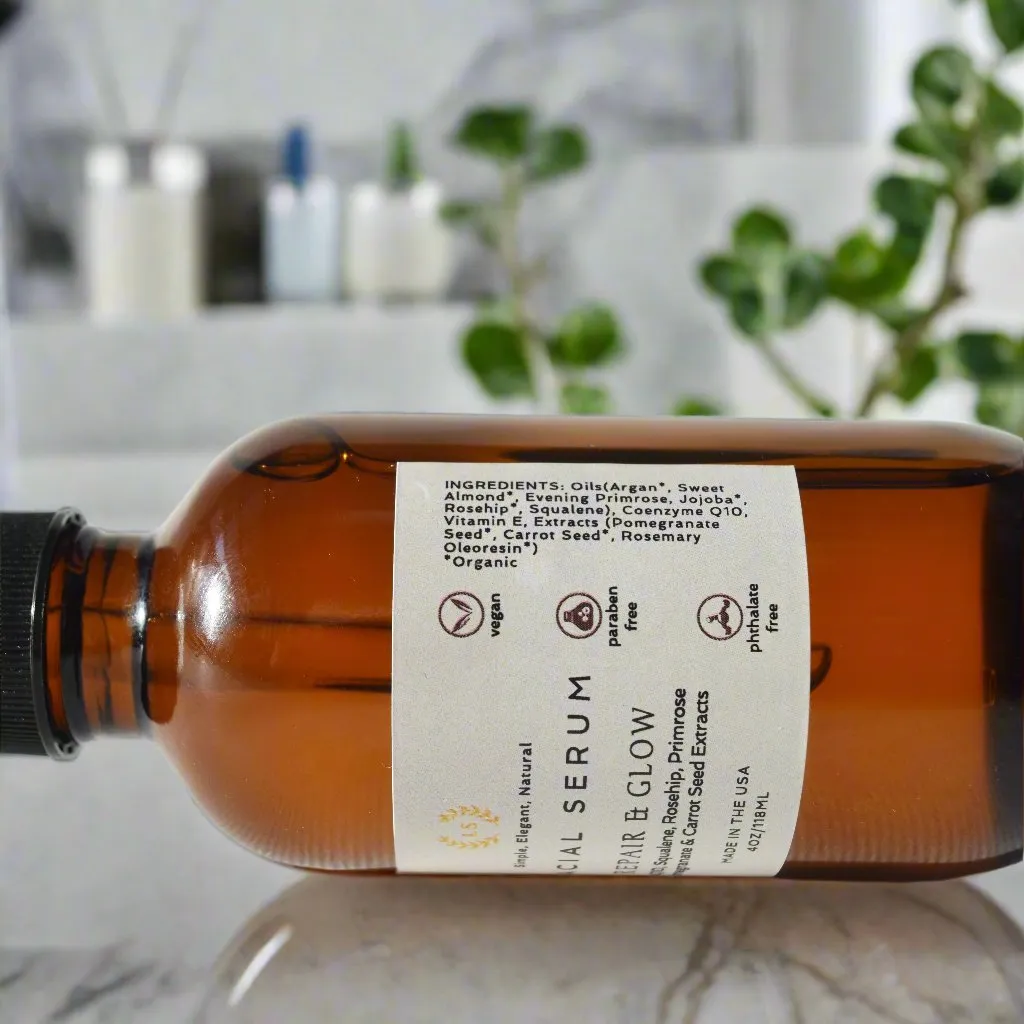 Facial Rejuvenating Serum - Organic & Vegan Skin Care with CoQ10, Squalane, Rosehip, and Pomegranate Seed Extract