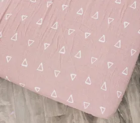 Mebie Baby Fitted Crib Sheet - Blush Triangle