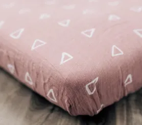 Mebie Baby Fitted Crib Sheet - Blush Triangle