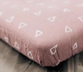 Mebie Baby Fitted Crib Sheet - Blush Triangle