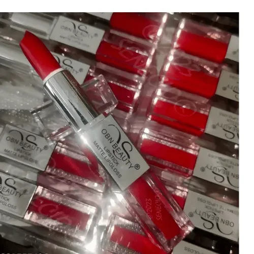 OBN Beauty 1PC Matte & Metallic RED Supreme Shades Waterproof Longlasting Stick & Liquid 2in1 Lipstick For Girls & Women By SENECIO