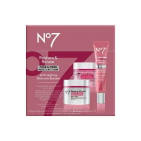 Open Box - No7 Restore & Renew Multi Action Face & Neck Skincare System - 3ct