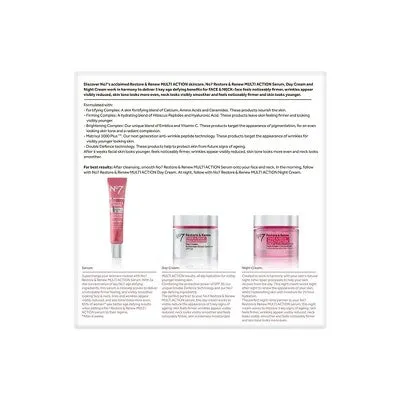 Open Box - No7 Restore & Renew Multi Action Face & Neck Skincare System - 3ct