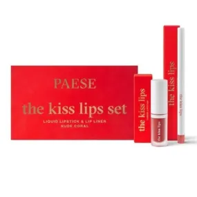 PAESE THE KISS LIPS SET - Liquid Lipstick & Lip Liner - 02 Nude Coral