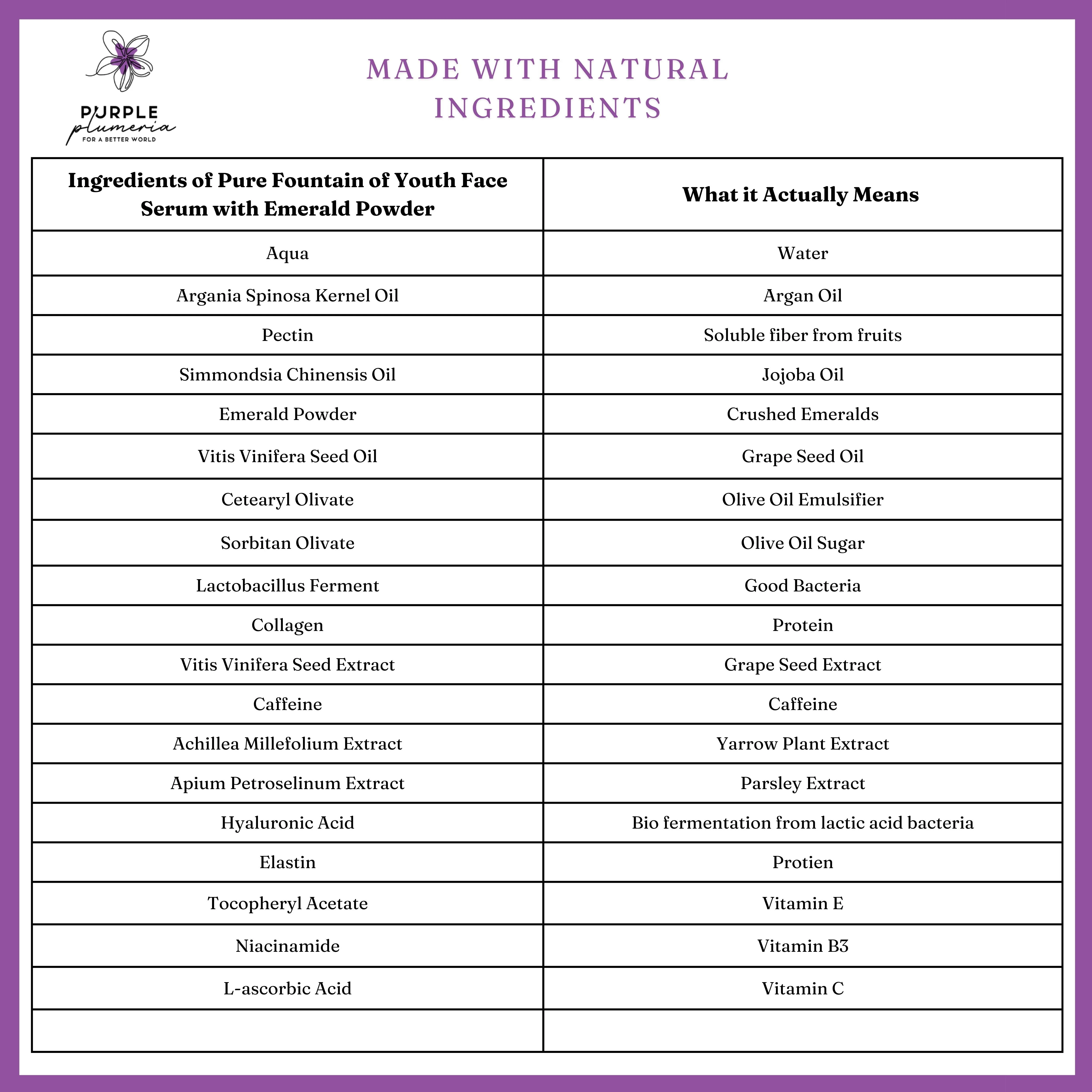 Pure Fountain of Youth Natural Face Serum with Emerald Powder