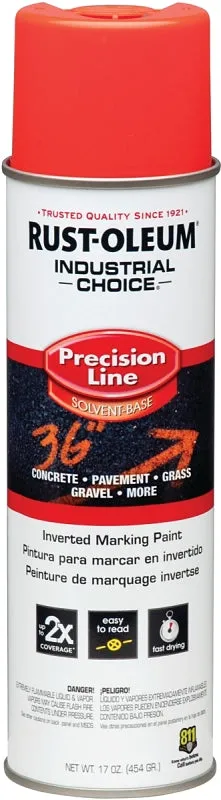 Rust-Oleum 203028 Inverted Marking Spray Paint, Semi-Gloss, Fluorescent Red/Orange, 17 oz, Can :CAN: QUANTITY: 1