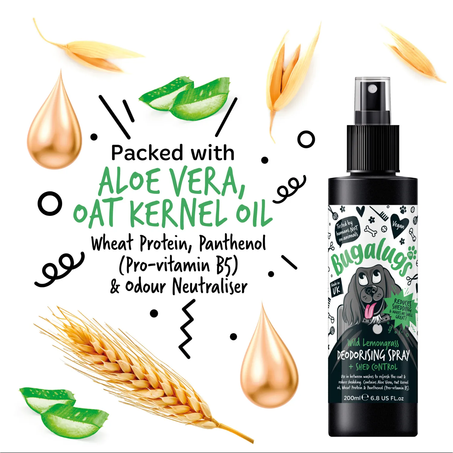 Wild Lemongrass Dog Deodorising Spray with Shed Control