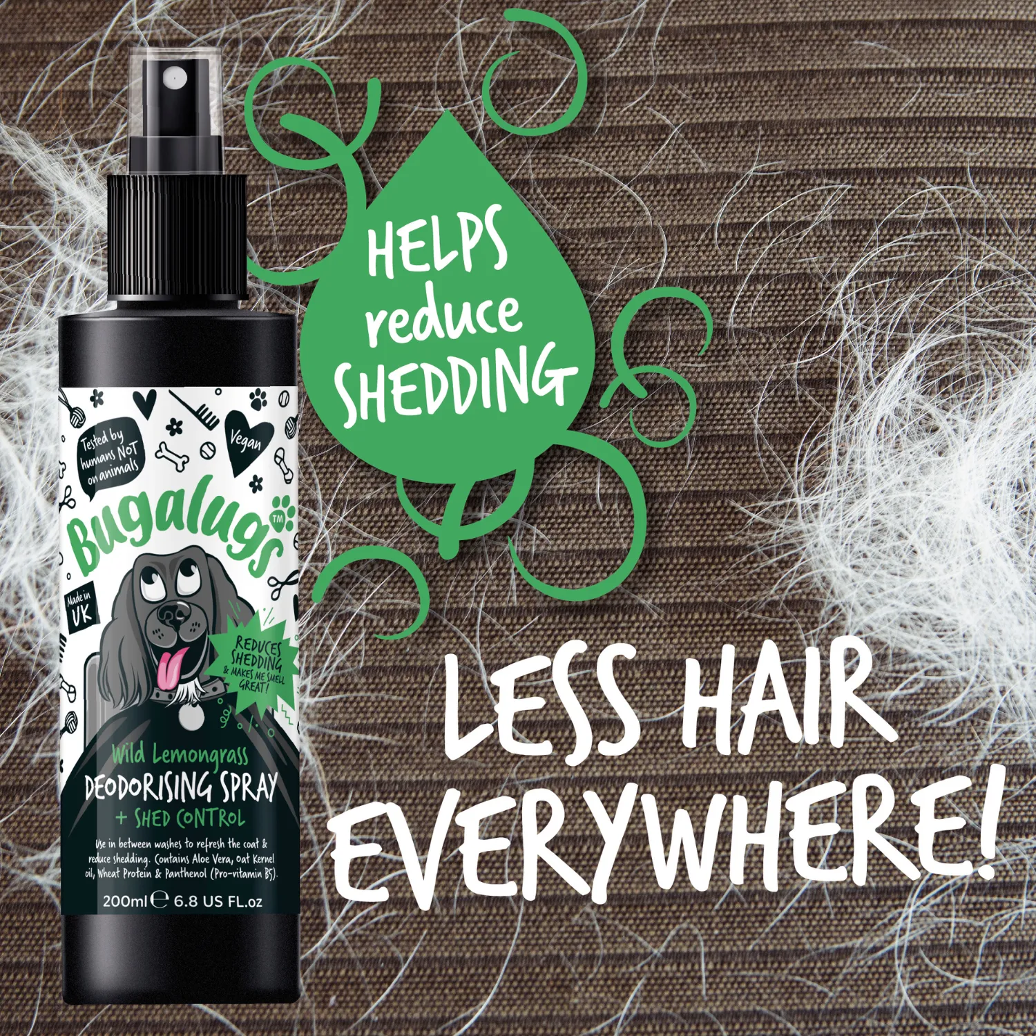 Wild Lemongrass Dog Deodorising Spray with Shed Control