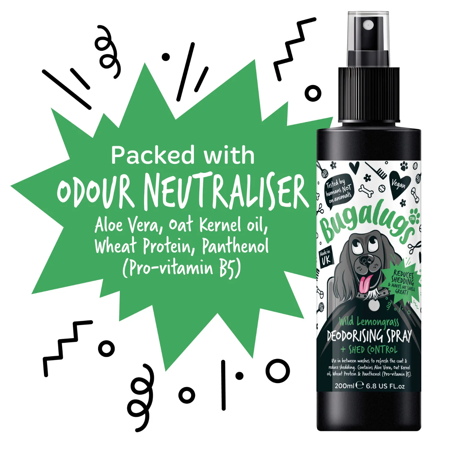 Wild Lemongrass Dog Deodorising Spray with Shed Control