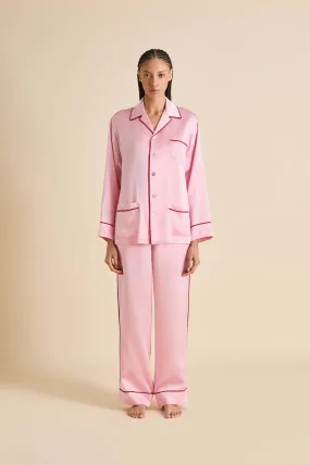 Yves Blush Pink Pyjamas in Silk Satin